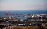 View of the port in the northern city of Haifa, July 31, 2022. (Shir Torem/Flash90)
