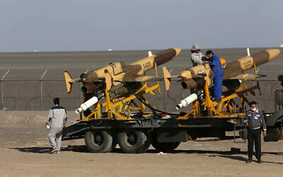 FILE- Iranian Air Force personnel work on air defense missiles during an annual exercise, in Iran, October 21, 2021 (Iranian Army via AP)