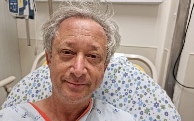 Protester Amir Schnabel at hospital after being hit by a water cannon (Courtesy)