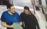 A screen grab from footage aired by Iraq's Alrabiaa TV that is said to show abducted Israeli-Russian researcher Elizabeth Tsurkov in a Baghdad cafe before her disappearance. (Screenshot from Twitter/used in accordance with Clause 27a of the Copyright Law)
