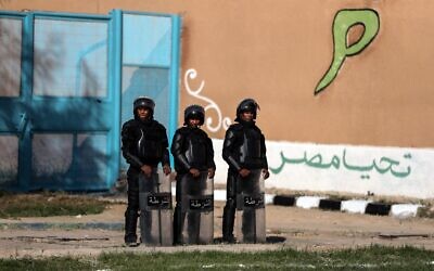 Illustrative: Egyptian policemen stand guard at Borg el-Arab prison near the Egyptian city of Alexandria. (Mohamed el-Shahed / AFP)