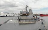 The Israeli Navy INS Nahson landing craft is seen at the Pascagoula Shipyard, Mississippi, August 8, 2023. (Israel Defense Forces)
