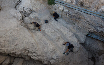 The southern channels of a unique ancient structure discovered in the City of David, Jerusalem, August 2023. (Eliyahu Yanai/City of David)