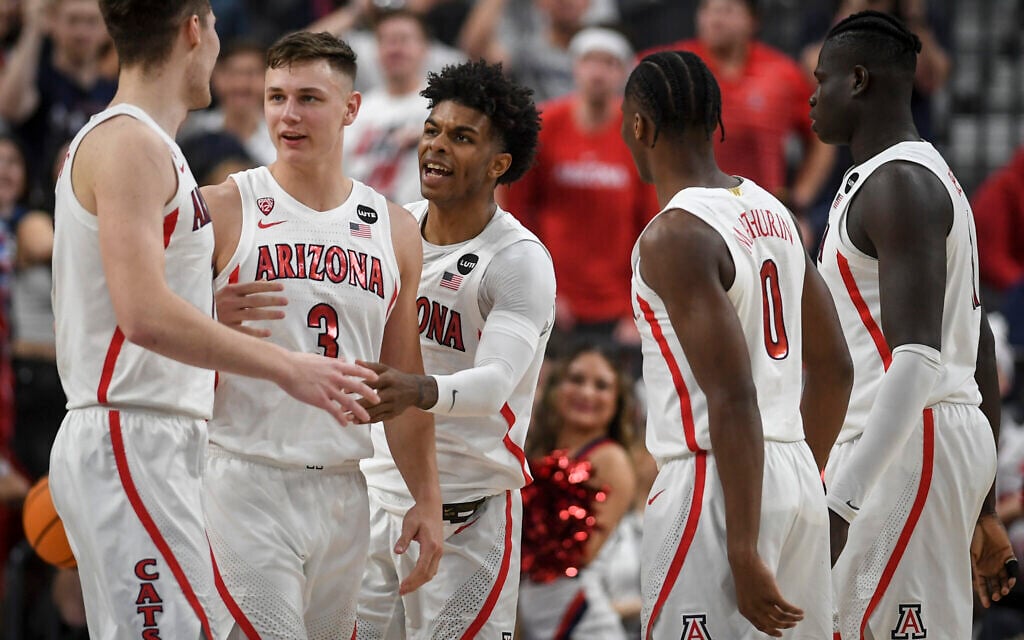 Illustrative: The Arizona Wildcats celebrate during the semifinal PAC-12 conference tournament game at T-Mobile Arena in Las Vegas, March 11, 2022. (AAron Ontiveroz/ MediaNews Group/ The Denver Post via Getty Images via JTA) Illustrative: The Arizona Wildcats celebrate during the semifinal PAC-12 conference tournament game at T-Mobile Arena in Las Vegas, March 11, 2022. (AAron Ontiveroz/ MediaNews Group/ The Denver Post via Getty Images via JTA)