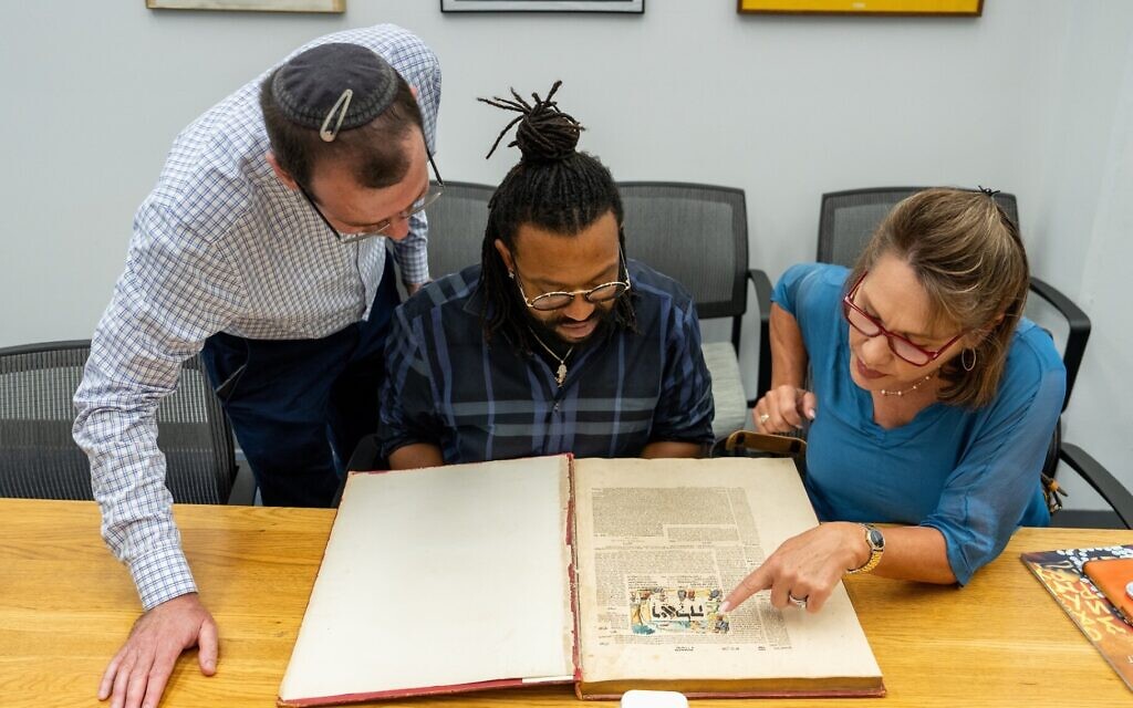 Christian students enrolled in the master's program for Jewish studies at Yeshiva University read a piece of text from the book of Shemot, or Exodus, while on a tour of the campus guided by Jewish educators. (Courtesy Yeshiva University via JTA) Christian students enrolled in the master's program for Jewish studies at Yeshiva University read a piece of text from the book of Shemot, or Exodus, while on a tour of the campus guided by Jewish educators. (Courtesy Yeshiva University via JTA)