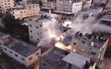 The Israeli military demolishes the home of Abdel Fattah Hussein Kharousha, who killed two Israeli brothers in Huwara in Feburary, in the Askar refugee camp near Nablus, August 8, 2023. (Israel Defense Forces)