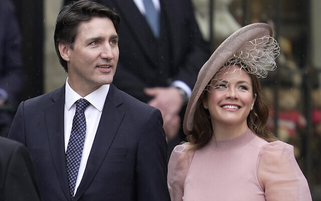 Canadian Prime Minister Justin Trudeau and Sophie Trudeau arrive at Westminster Abbey prior to the coronation ceremony of Britain's King Charles III in London Saturday, May 6, 2023. (AP Photo/Kin Cheung)