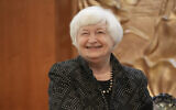 US Treasury Secretary Janet Yellen poses for photos in Hanoi, Vietnam July 20, 2023. (Hau Dinh/AP)