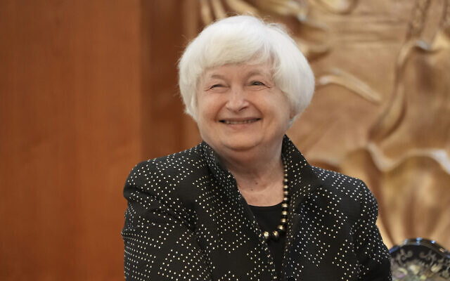 US Treasury Secretary Janet Yellen poses for photos in Hanoi, Vietnam July 20, 2023. (Hau Dinh/AP) US Treasury Secretary Janet Yellen poses for photos in Hanoi, Vietnam July 20, 2023. (Hau Dinh/AP)