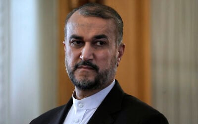 Iranian Foreign Minister Hossein Amir-Abdollahian listens to a question in a joint press conference with his Syrian counterpart Faisal Mekdad in Tehran, Iran, July 31, 2023. (Vahid Salemi/AP)