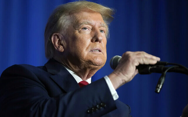 Former US president Donald Trump speaks at the New Hampshire Federation of Republican Women Lilac Luncheon, June 27, 2023, in Concord, NH. (AP Photo/Steven Senne, File) Former US president Donald Trump speaks at the New Hampshire Federation of Republican Women Lilac Luncheon, June 27, 2023, in Concord, NH. (AP Photo/Steven Senne, File)