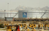 Storage tanks are seen at the North Jiddah bulk plant, an Aramco oil facility, in Jeddah, Saudi Arabia, on March 21, 2021 (AP Photo/Amr Nabil)