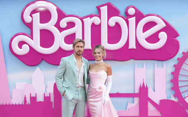 Ryan Gosling, left, and Margot Robbie pose for photographers upon arrival at the premiere of the film 'Barbie' in London, on July 12, 2023. (Scott Garfitt/Invision/AP)