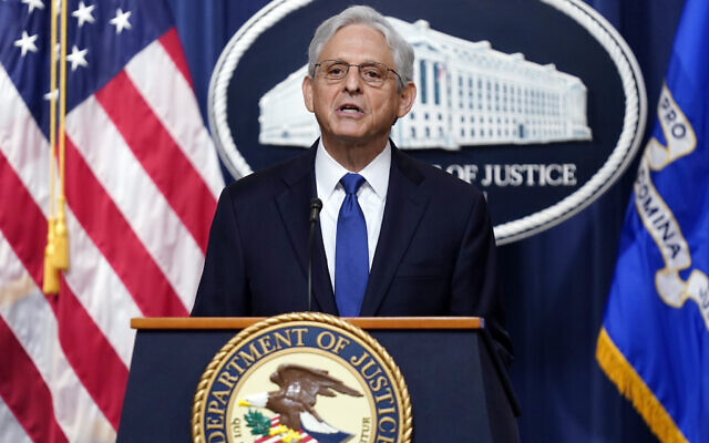 Attorney General Merrick Garland speaks at the Department of Justice, Friday, Aug. 11, 2023, in Washington. (AP Photo/Stephanie Scarbrough) Attorney General Merrick Garland speaks at the Department of Justice, Friday, Aug. 11, 2023, in Washington. (AP Photo/Stephanie Scarbrough)