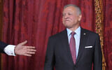 File: Jordan's King Abdullah II poses for photos before a reception and lunch at the Royal Palace in Madrid, Spain, on June 19, 2023. (AP Photo/Paul White, Pool)