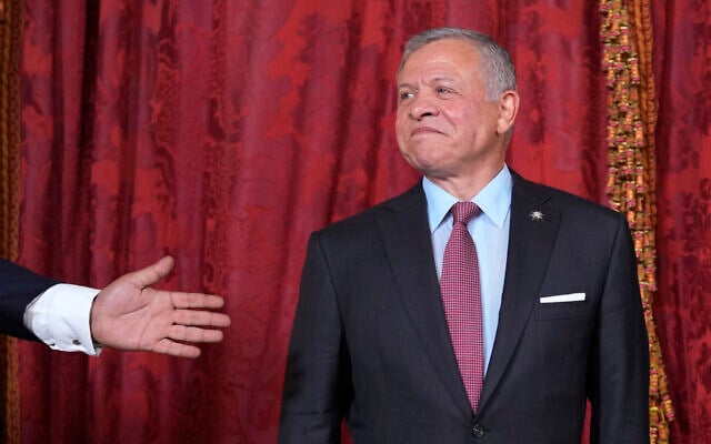 File: Jordan's King Abdullah II poses for photos before a reception and lunch at the Royal Palace in Madrid, Spain, on June 19, 2023. (AP Photo/Paul White, Pool) File: Jordan's King Abdullah II poses for photos before a reception and lunch at the Royal Palace in Madrid, Spain, on June 19, 2023. (AP Photo/Paul White, Pool)