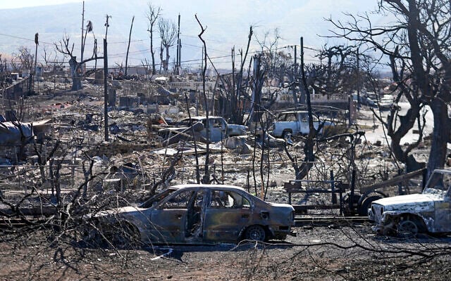 Destroyed homes and cars are shown, Sunday, Aug. 13, 2023, in Lahaina, Hawaii. (AP Photo/Rick Bowmer) Destroyed homes and cars are shown, Sunday, Aug. 13, 2023, in Lahaina, Hawaii. (AP Photo/Rick Bowmer)