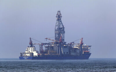 The drilling ship Tungsten Explorer is seen off the coast of Dbayeh, north of Beirut, Lebanon, on May 15, 2020. (AP Photo/Bilal Hussein, File)