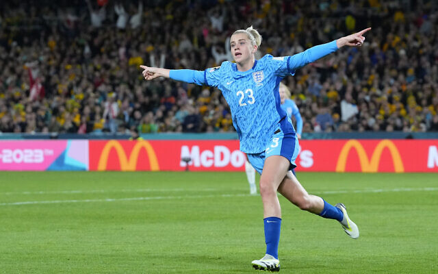 England's Alessia Russo celebrates after scoring her side's third goal during the Women's World Cup semifinal soccer match between Australia and England at Stadium Australia in Sydney, Australia, Wednesday, Aug. 16, 2023. (AP Photo/Abbie Parr) England's Alessia Russo celebrates after scoring her side's third goal during the Women's World Cup semifinal soccer match between Australia and England at Stadium Australia in Sydney, Australia, Wednesday, Aug. 16, 2023. (AP Photo/Abbie Parr)