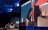 US presidential candidate and former Vice President Mike Pence speaks at The Gathering in Atlanta on August 18, 2023. (Ben Gray/AP)
