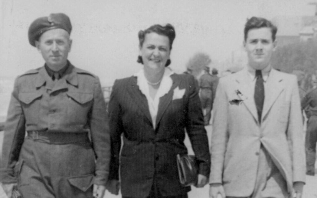 Daniel Finkelstein's grandparents Dolu and Lusia Finkelstein, with his father, Ludwik, in April 1945. (Finkelstein Family Collection)