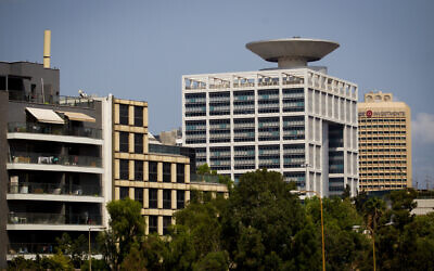 The Defense Ministry is seen along with other buildings in Tel Aviv, August 2016. (Miriam Alster/Flash90)