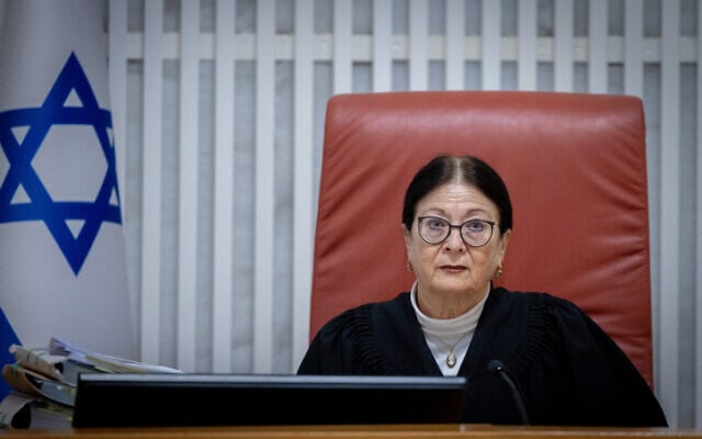 Supreme Court Chief of Justice Ester Hayut arrives for a court hearing at the Supreme Court in Jerusalem, about the Evacuation of the Jewish outpost of Homesh, on January 2, 2023. Photo by Yonatan Sindel/Flash90 *** Local Caption *** ??? ???? ?????
????
????
???????
?????
?????
???? ????
????? ??? ???? ?????