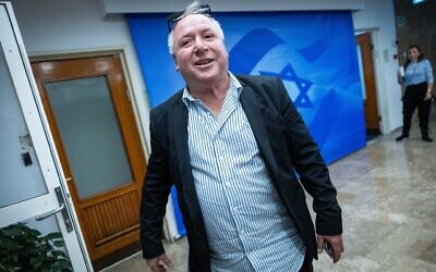 File - Minister David Amsalem arrives for the weekly cabinet meeting at the Prime Minister's Office in Jerusalem on May 7, 2023. (Yonatan Sindel/Flash90)