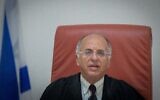 Supreme Court Justice Noam Sohlberg attends a hearing at the Supreme Court in Jerusalem on May 8, 2023. (Yonatan Sindel/Flash90)