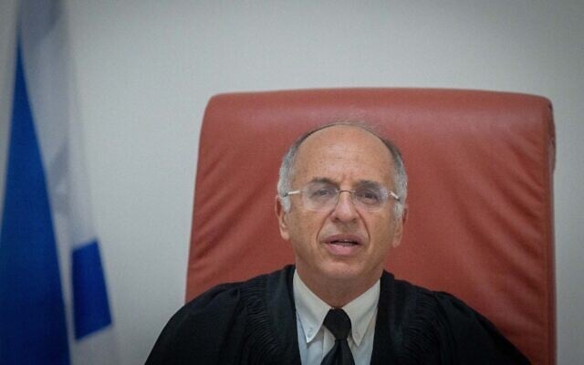 Supreme Court Justice Noam Sohlberg attends a hearing at the Supreme Court in Jerusalem on May 8, 2023. (Yonatan Sindel/Flash90) Supreme Court Justice Noam Sohlberg attends a hearing at the Supreme Court in Jerusalem on May 8, 2023. (Yonatan Sindel/Flash90)