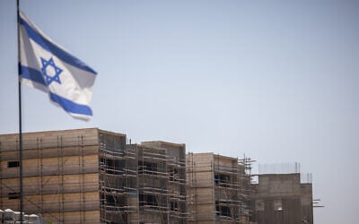 A construction site for new housing in the settlement of Shiloh, in the West Bank, on June 21, 2023 (Yonatan Sindel/Flash90)
