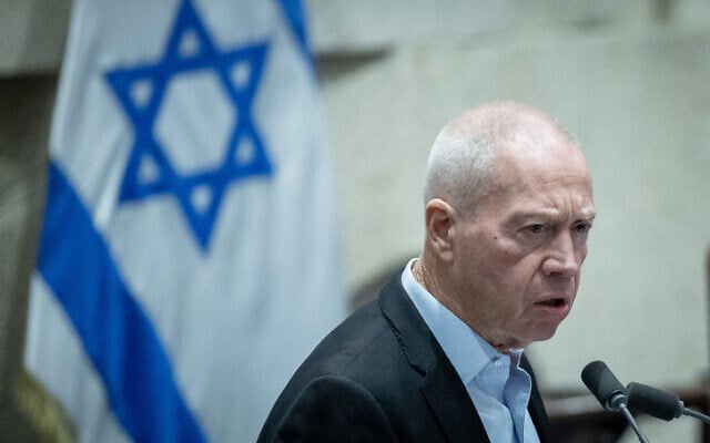 Minister of Defence Yoav Gallant during a discussion and a vote in Knesset, July 30, 2023. (Yonatan Sindel/Flash90) Minister of Defence Yoav Gallant during a discussion and a vote in Knesset, July 30, 2023. (Yonatan Sindel/Flash90)