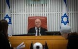 Supreme Court Justice Uzi Vogelman at the Supreme Court in Jerusalem, before the start of a hearing against the Child Adoption Law, on August 2, 2023 (Yonatan Sindel/Flash90)