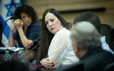 Likud MK Tally Gotliv speaks attends a Knesset State Control Committee meeting, in Jerusalem, on August 15, 2023. (Yonatan Sindel/Flash90)