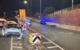 The site of a deadly motorcycle accident on Route 1 on August 3, 2023. (Magen David Adom)
