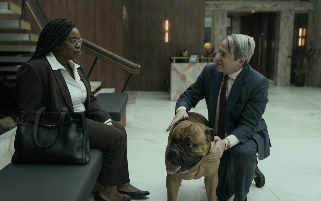 (L to R) Uzo Aduba as Edie, Matthew Broderick as Richard Sackler in episode 5 of 'Painkiller.' (Keri Anderson/Netflix © 2023)