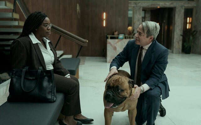 (L to R) Uzo Aduba as Edie, Matthew Broderick as Richard Sackler in episode 5 of 'Painkiller.' (Keri Anderson/Netflix © 2023)