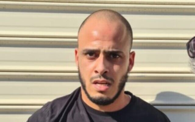 Samir Bakri during his arrest in Basmat Tab’un, August 30, 2023. (Israel Police)