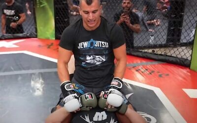 Israeli UFC fighter Natan Levy during his fight with an online troll in Las Vegas in August 2023. (Screen capture/YouTube)