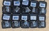 Small drones seized by Israeli security guards at the Erez crossing with the Gaza Strip, August 9, 2023. (Defense Ministry)