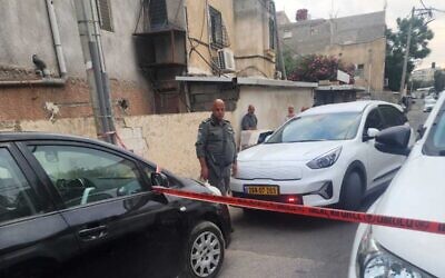 Police at the scene of a homicide in the Arab town of Jisr az-Zarqa, August 16, 2023. (Israel Police)