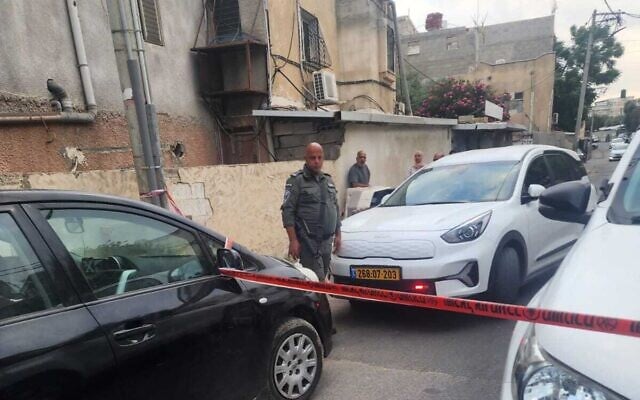 Police at the scene of a homicide in the Arab town of Jisr az-Zarqa, August 16, 2023. (Israel Police) Police at the scene of a homicide in the Arab town of Jisr az-Zarqa, August 16, 2023. (Israel Police)