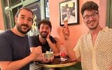 AJR band members eating Anita ice cream in Tel Aviv's Neve Tzedek neighborhood ahead of their August 29, 2023 warmup show for Imagine Dragons in Yarkon Park (Courtesy PR)
