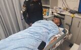 A police officer who was stabbed during a protest in August 2023. (Police spokesperson)