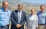 National Security Minister Itamar Ben Gvir (second left) with Justice Minister Anna Koukkides-Procopiou (second right) and Cypriot officials in Limasol, Cyprus, August 8, 2023. (National Security Ministry)