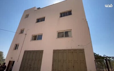 The home of an alleged Palestinian terrorist, who killed an Israeli father and son in the West Bank town of Huwara, in the nearby town of Aqraba, August 24, 2023. (Screenshot: X)