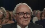 Sir Anthony Hopkins as Sir Nicholas Winton in the upcoming movie 'One Life.' (Warner Brothers via UK Jewish News)