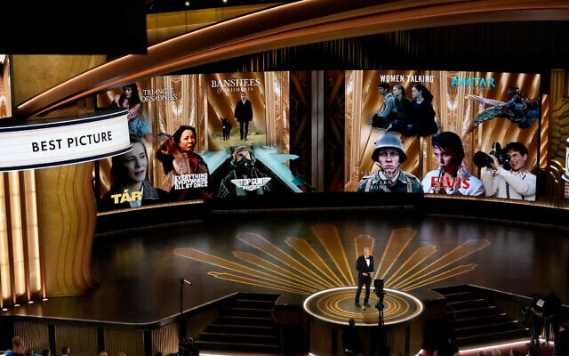 Harrison Ford presents the award for best picture at the Oscars, March 12, 2023, at the Dolby Theatre in Los Angeles. (AP Photo/Chris Pizzello) Harrison Ford presents the award for best picture at the Oscars, March 12, 2023, at the Dolby Theatre in Los Angeles. (AP Photo/Chris Pizzello)