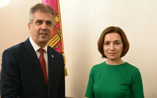 Foreign Minister Eli Cohen and Moldova's President Maia Sandu in Chișinău, August 8, 2023. (Courtesy) Foreign Minister Eli Cohen and Moldova's President Maia Sandu in Chișinău, August 8, 2023. (Courtesy)