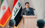 This handout picture shows Iraqi Prime Minister Mohammed Shia al-Sudani holding a press conference in the southern province of Basra Governorate on September 2, 2023. (Iraqi Prime Minister's Press Office/AFP)